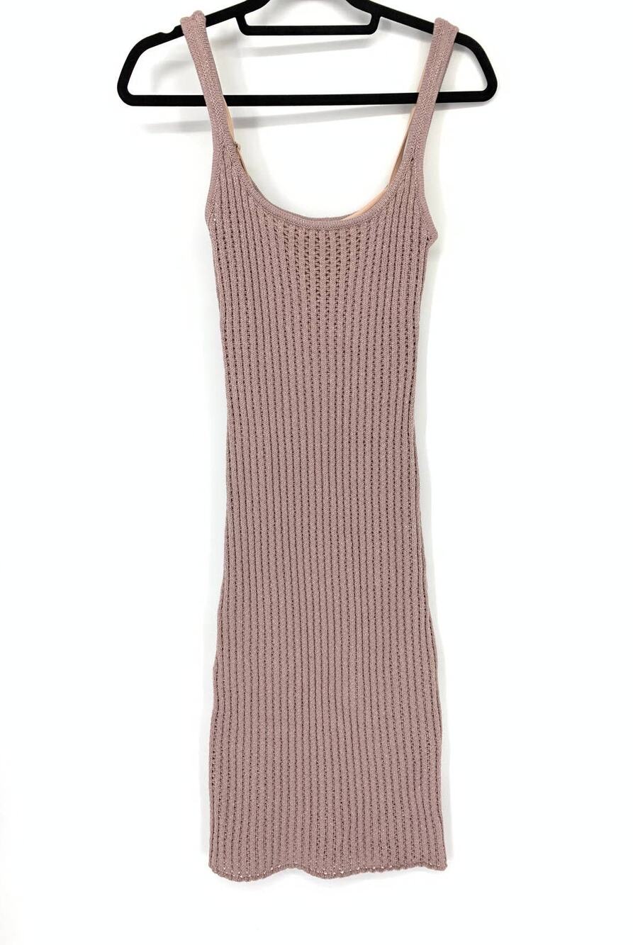 LPA Dress Women's Size XS Knitted Sleeveless Olenna Midi Scoop Neck Mauve